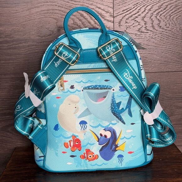 WondaPop Disney Finding Dory 11" Vegan Leather Mini Backpack in Blue. NWT - Picture 6 of 13
